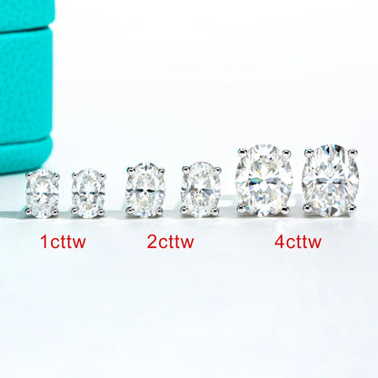 10K Gold Post 4/2/1ct Oval Cut Moissanite Stud Earrings  Anti-allergy Eearrings For Women Jewelry Wholesale