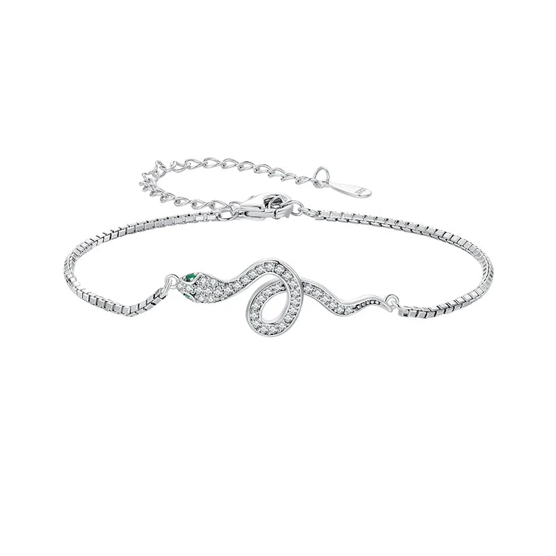 925 Sterling Silver Luxury Spirit Snake Bracelet Lobster Clasp Chain Pave Setting CZ for Women Trendy Fine Jewelry