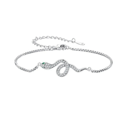 925 Sterling Silver Luxury Spirit Snake Bracelet Lobster Clasp Chain Pave Setting CZ for Women Trendy Fine Jewelry