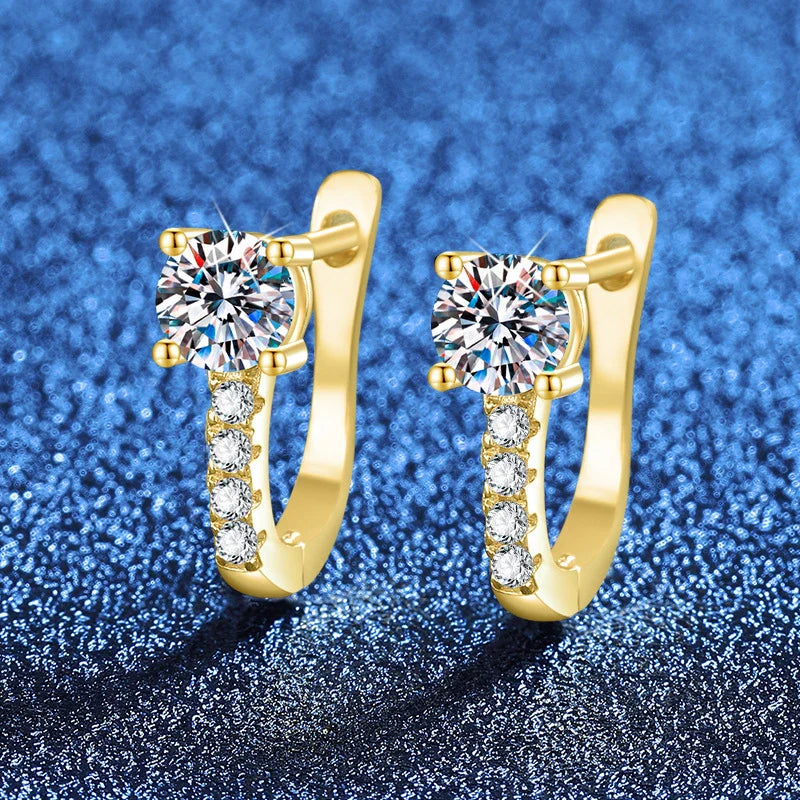 Luxury 0.5ct Moissanite Wedding Earrings for Women Lab Diamond 925 Sterling Silver with Gold Plated Original Fine Jewelry