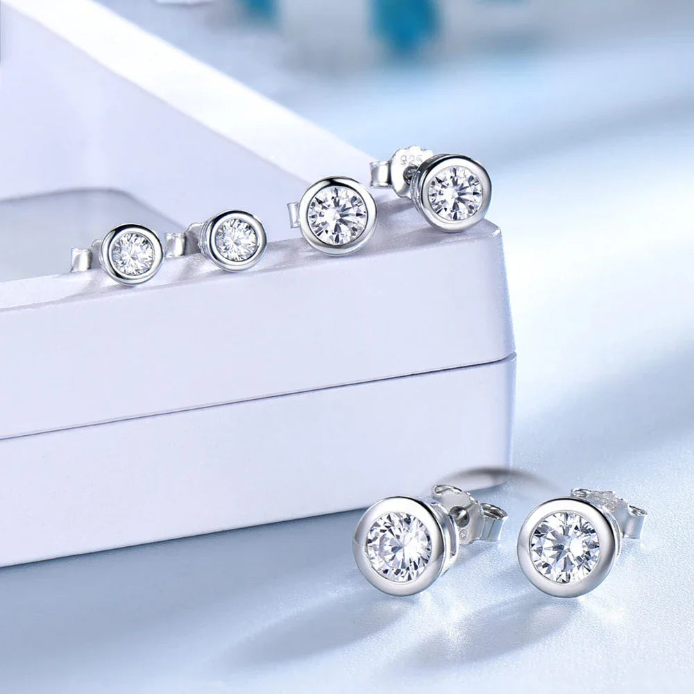 0.3/0.5 Round Cut Lab Diamond Moissanite Stud Earrings For Women Men S925 Sterling Silver Rhodium Plated Earring Wholesale