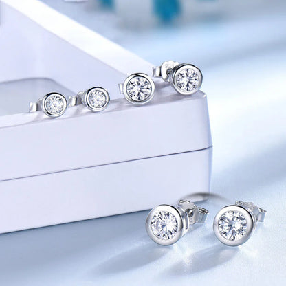 0.3/0.5 Round Cut Lab Diamond Moissanite Stud Earrings For Women Men S925 Sterling Silver Rhodium Plated Earring Wholesale