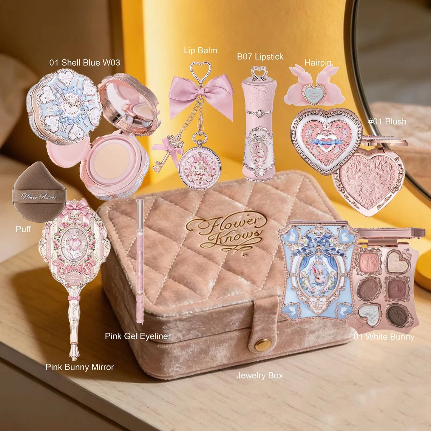 Shell Jewelry Gift Set Makeup Kit Full Professional Lip Gloss Highlighter Blush Baked Powder 10pcs Kits