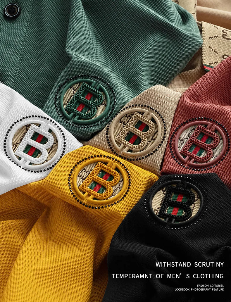 2025 New Summer Men's Business Leisure High end Fashion Boutique Embroidery Original Design Top Short sleeved Polo Shirt