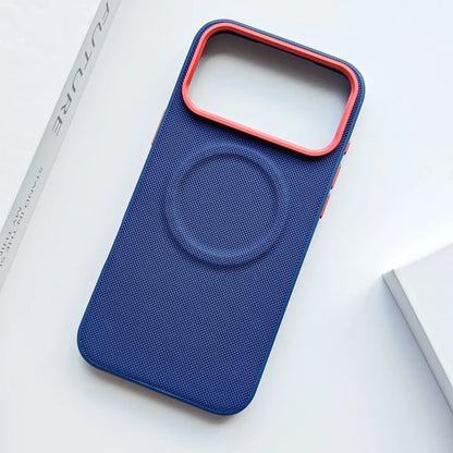Leather Magnetic Case For Iphone 17 Pro Max/17 Pro/17 Magsafe Charging Grain Diamond Textured Individual Buttons Leather Cover