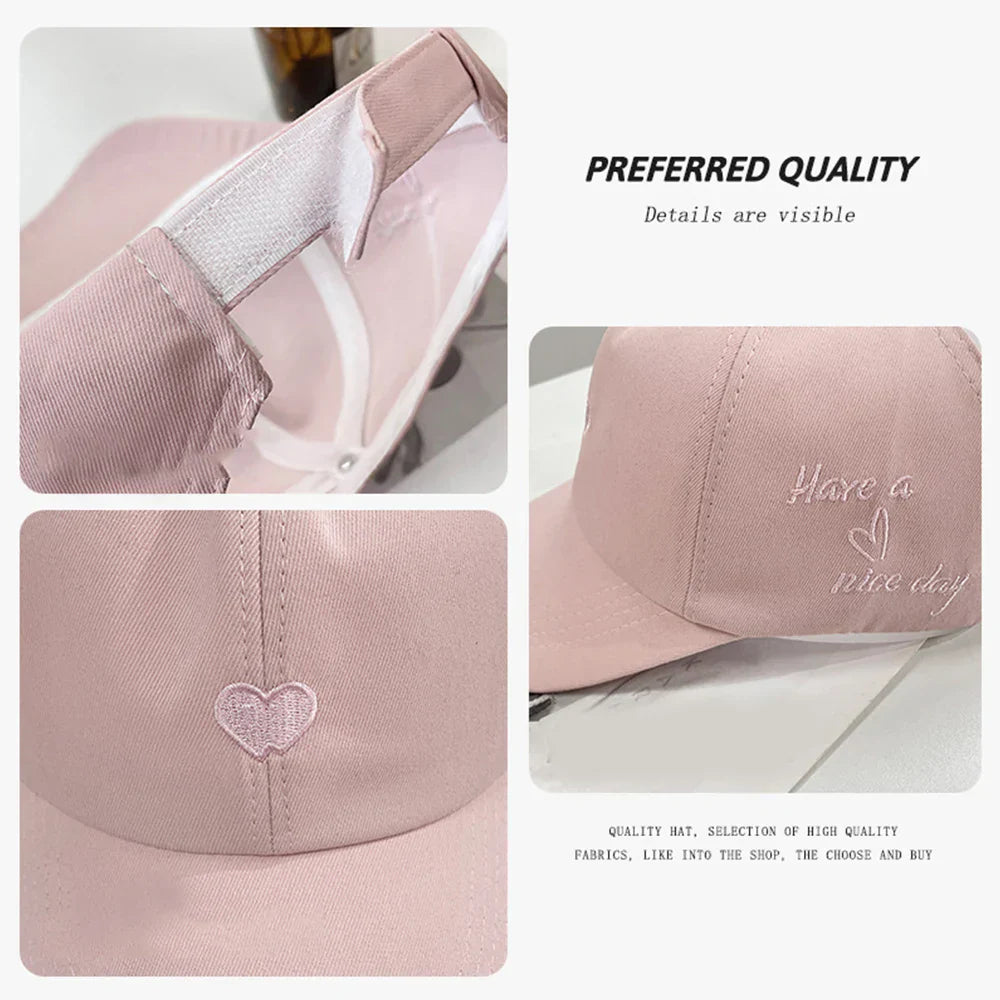 Kids Baseball Caps for Boys Girls Sun Hat Love Heart Hollow High Ponytail Caps Children Adjustable Baseball Caps for 4-12 Years
