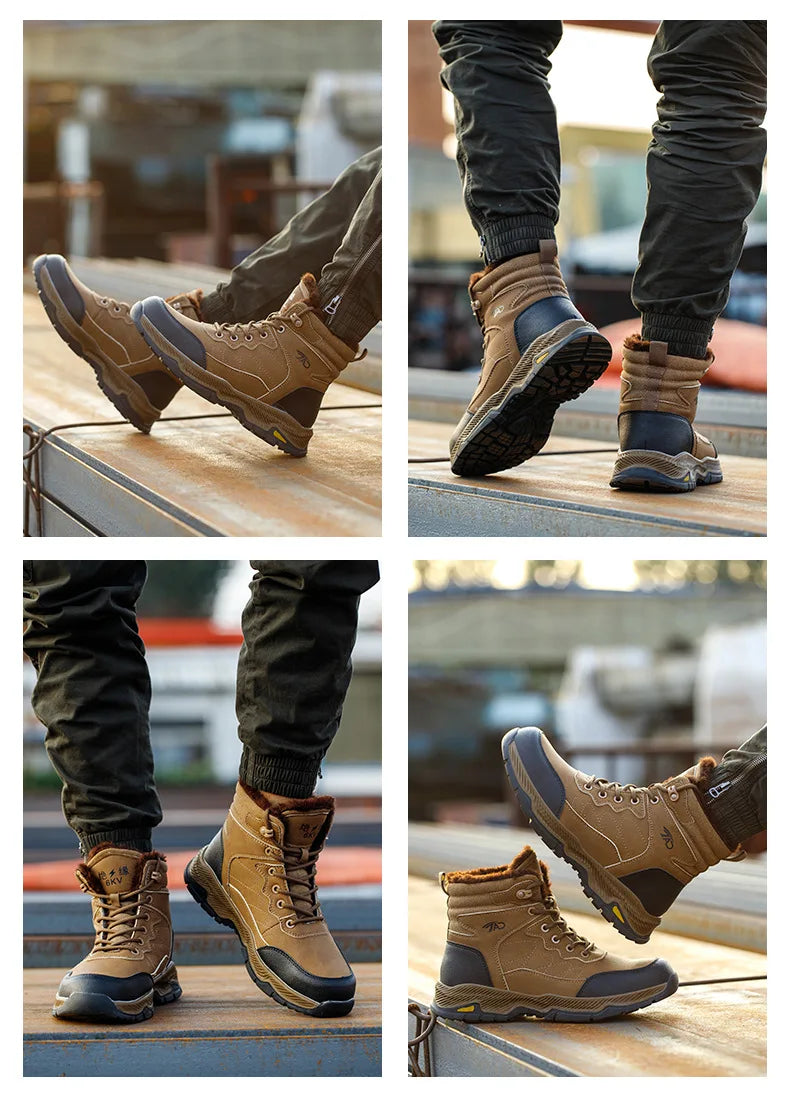 Insulated Anti Smashing  Anti Stabbing Welding Shoes for Safety Work Electricians Use Plush and Thickened Labor Protection Shoes
