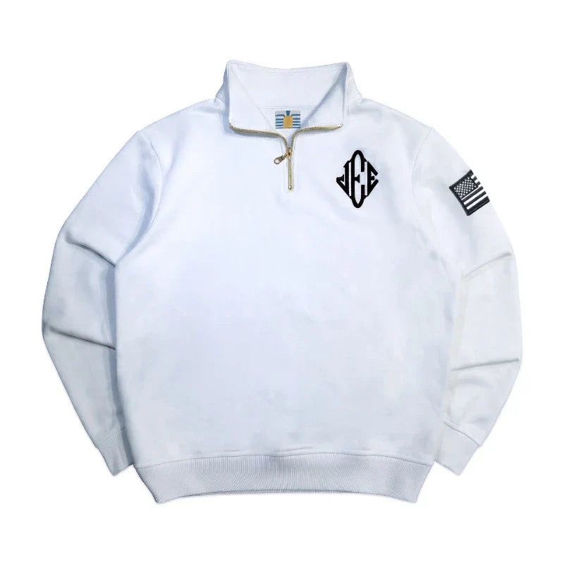 2 Pcs Outerwear Co-ords Y2K Retro JEE Quarterzip Pullover Hoodie American Trend Zipneck Embroidery Streetwear Sweatshirt Set