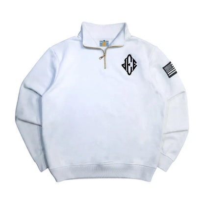 2 Pcs Outerwear Co-ords Y2K Retro JEE Quarterzip Pullover Hoodie American Trend Zipneck Embroidery Streetwear Sweatshirt Set