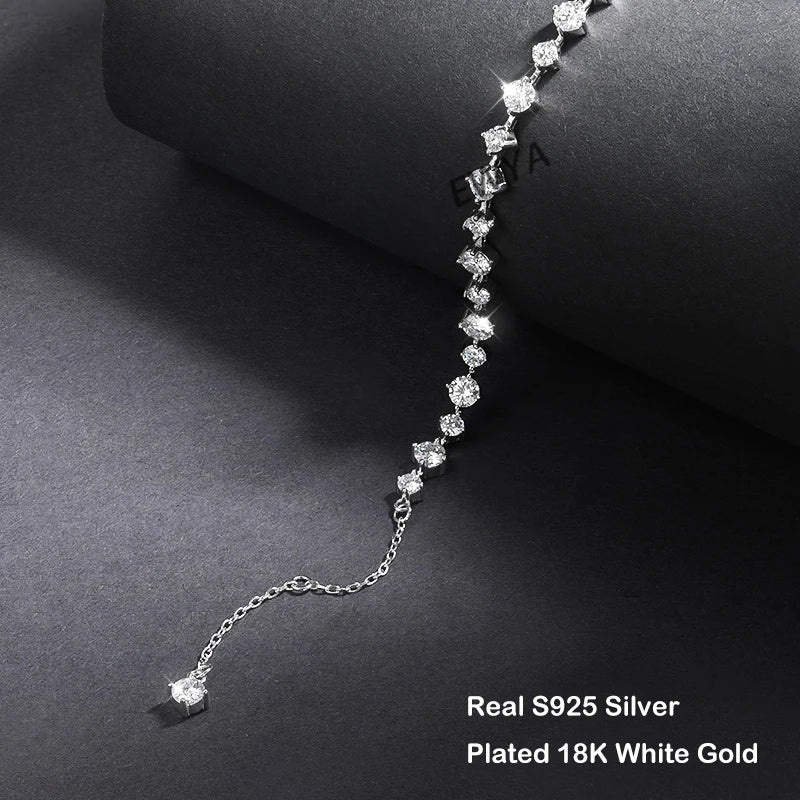 New In D Color 3/4mm Full Moissanite Tennis Bracelet For Women Lady S925 Silver GRA Certified Diamond Link Bracelets Gift