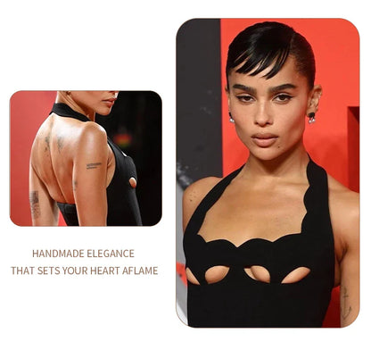 Red Cut-Out Halter Bodycon Christmas Dress for Women Sexy Backless Evening Dresses Sleeveless Slim Fit Party Dress