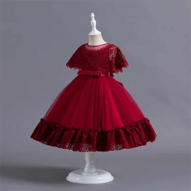 Vestido de Festa Infantil Rosa, Modelo Princesa com Saia Rodada em Tule, para Meninas de 3 a 12 Anos – Ideal para Aniversário, Natal e Cerimônias.