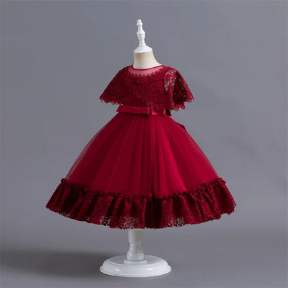 Vestido de Festa Infantil Rosa, Modelo Princesa com Saia Rodada em Tule, para Meninas de 3 a 12 Anos – Ideal para Aniversário, Natal e Cerimônias.
