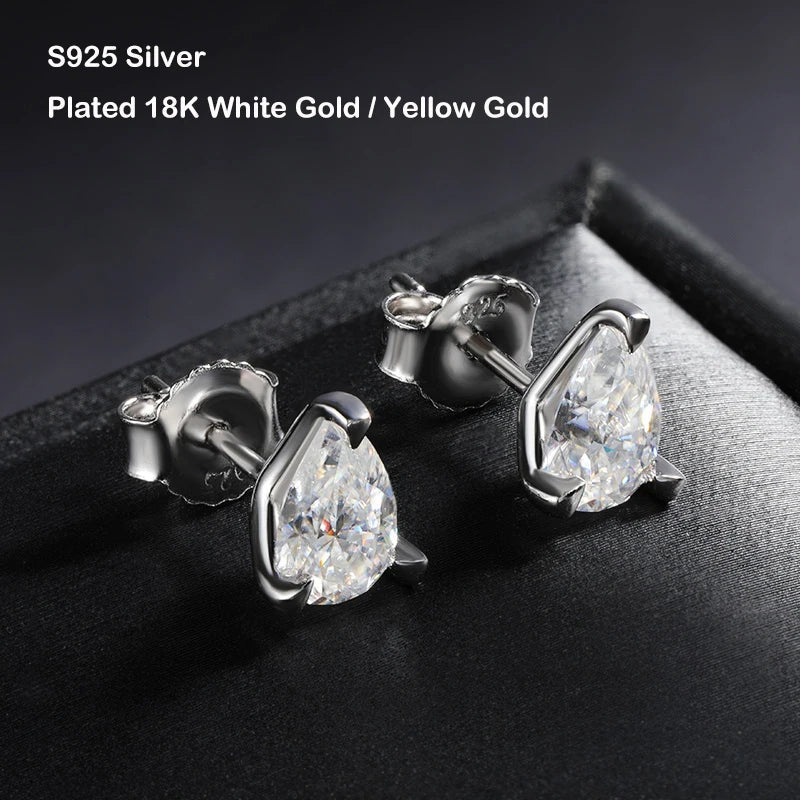 GRA Certified 0.5/1/2CT D Color Pear Cut Moissanite Earrings For Women 925 Silver Plated 18k Party Wedding Earring Ear Stud