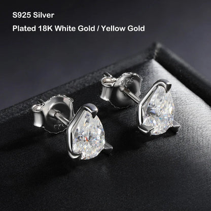 GRA Certified 0.5/1/2CT D Color Pear Cut Moissanite Earrings For Women 925 Silver Plated 18k Party Wedding Earring Ear Stud