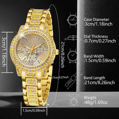 Ladies Watch 6pcs/Set Women's Fashion Heart Necklace Earings Bracelet Rings Jewelry Set Shaped Rhinestone Quartz Watch Set Watch