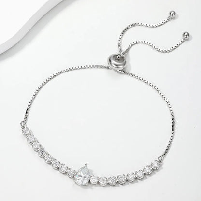 2.5mm Waterdrop Moissanite Tennis Bracelet With Pear Cut Lab Diamond Adjustable Wrist Chain S925 Silver for Women Party Jewelry