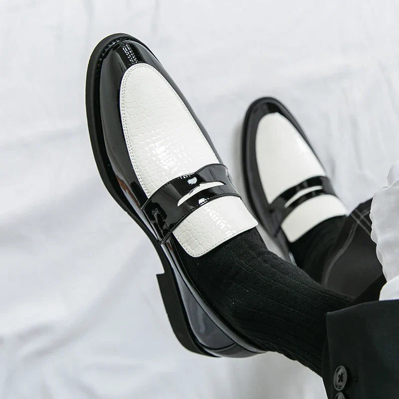Loafers Shoes Men Color Blocked Business Casual Fashion Round Head Formal Wedding Shoes