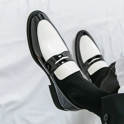 Loafers Shoes Men Color Blocked Business Casual Fashion Round Head Formal Wedding Shoes