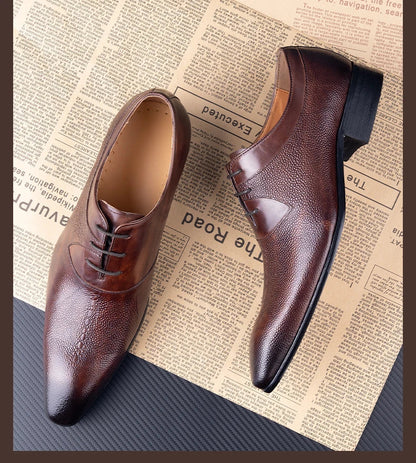 Classic Men's Leather Shoes Lace Up Fashion Genuine Leather Oxfords Men Shoes Handmade Dress Formal Office Trendy Man's Footwear
