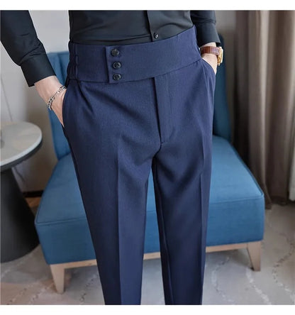 Men Summer Boutique Suits Pants Male Formal Wear Trousers Quality Men British Style Ice Silk Fabric Business Casual Suit Pants