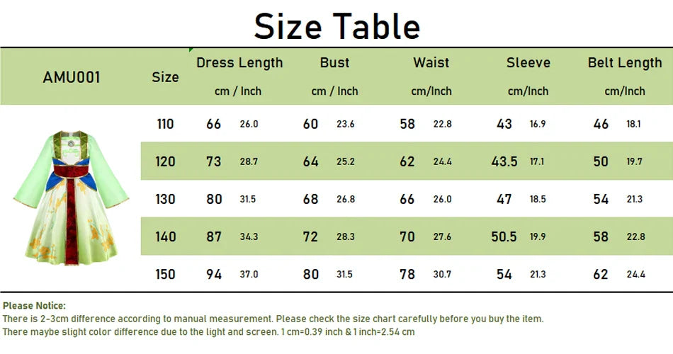 Girl Hua Mulan Princess Costume Children Chinese Hanfu Dress Costumes of Ancient Chinese Person Halloween Carnival Clothing