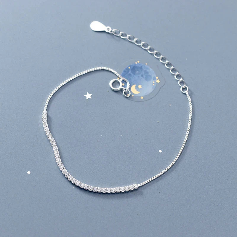 None925 Sterling Silver Clear CZ Twinkling Exquisite Zirconia Adjustable Bracelet Chain for Women Wedding Fine Jewelry Gifts