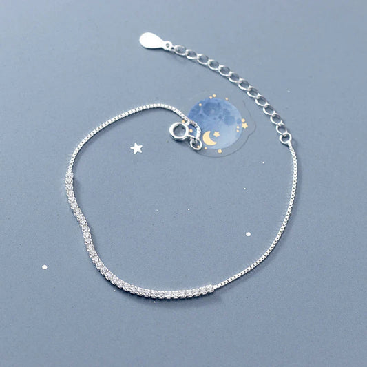 None925 Sterling Silver Clear CZ Twinkling Exquisite Zirconia Adjustable Bracelet Chain for Women Wedding Fine Jewelry Gifts