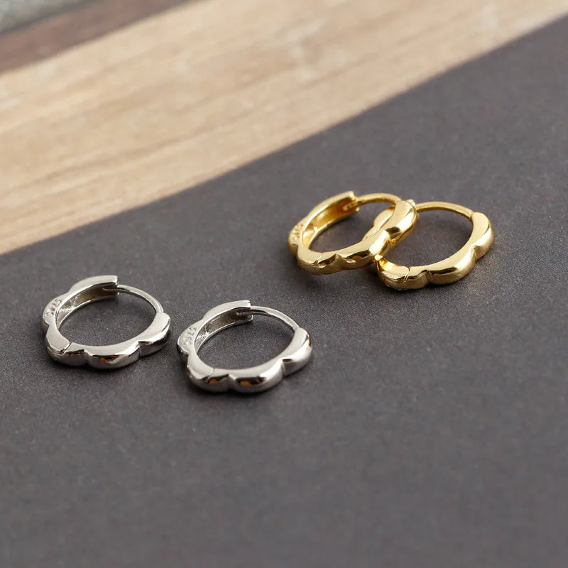 925 Sterling Silver Simple European Plum Circle Hoop Earrings For Women Fashion Charms Huggies Party Jewelry Accessories