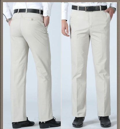 Men's Summer Thin Casual Suit Pants Autumn Thick 100% Cotton Stretch Classic Business Fashion Trousers Male Brand Clothes GOZBKF