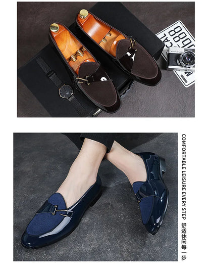 Men's Casual Leather Shoes Buckle Trendy Party Wedding Shoe Mens Comfortable Driving Flats Men Moccasins Loafers EUR Sizes 38-48
