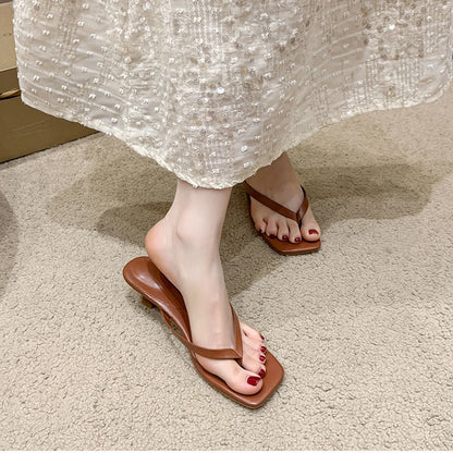 Summer Women Clip Toe Slippers Comfort Low Heel Slides Shoes Ladies Casual Dress Street Style Sandalis