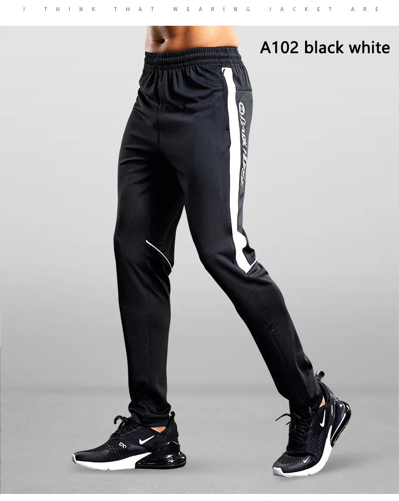 Men Sport Pants Running Pants With Zipper Pockets Soccer Training Jogging Sports Trousers Fitness Football Leggings Sweatpants