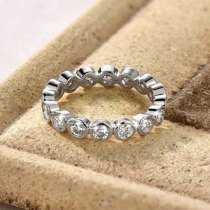 14k Gold Filled Full Eternity Ring Bezel 3mm D Round Moissanite Rings Stackable Bands GRA Certified Jewelry for Women 2026