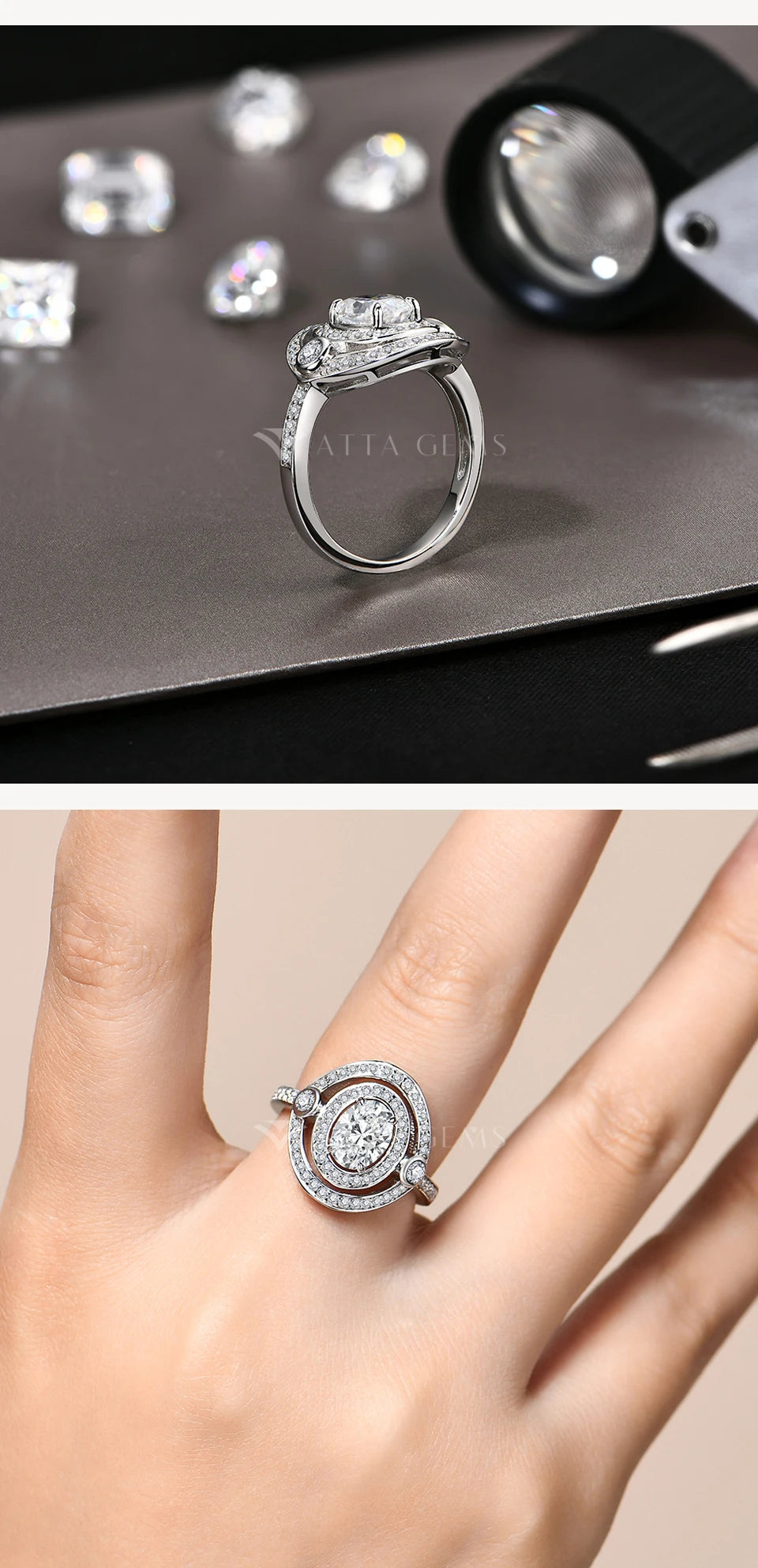S925 Sterling Silver Moissanite Rings for Women Oval Cut 1.5CT Diamond Engagement Wedding Jewelry Gift With Certificate