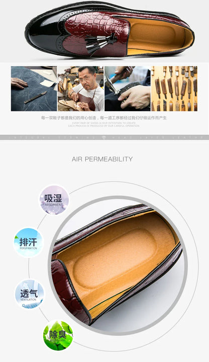High Quality Casual Business Leather Shoes Men Formal Men's Dress Shoes Classic Tassels Retro Office Social Leather Loafers Male