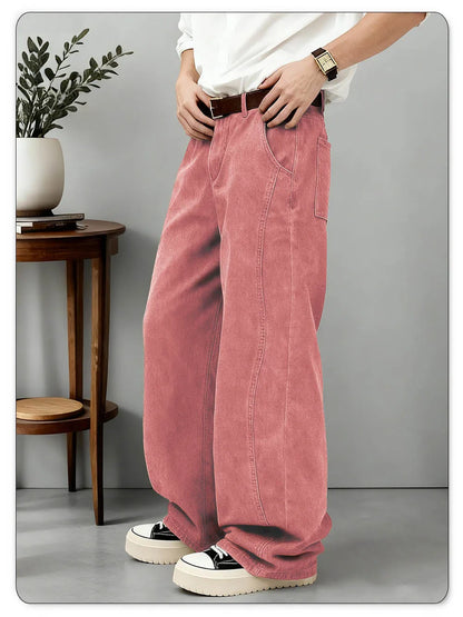 American Men's Retro Brown Ultra Baggy Wide Leg Jeans Street Casual Embroidery Oversized Men's Clothes Unisex Denim Pants
