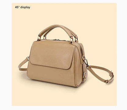 Genuine Leather Women's Handbag Cowhide Shoulder Bag Large Capacity Boston Crossbody Satchel For Fashion Bolsa Two Straps