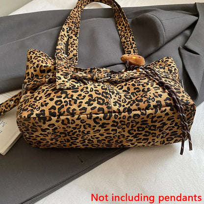 Casual Large-Capacity Leopard Print Women's Bag New Lightweight Versatile Shoulder Bag Relaxed Commuting Tote Bag