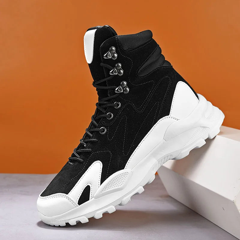 Fashion Men's Boots Comfortable Men Casual Shoes Breathable High Top Sneakers for Men Outdoor Non Slip Mens Ankle Boots Platform