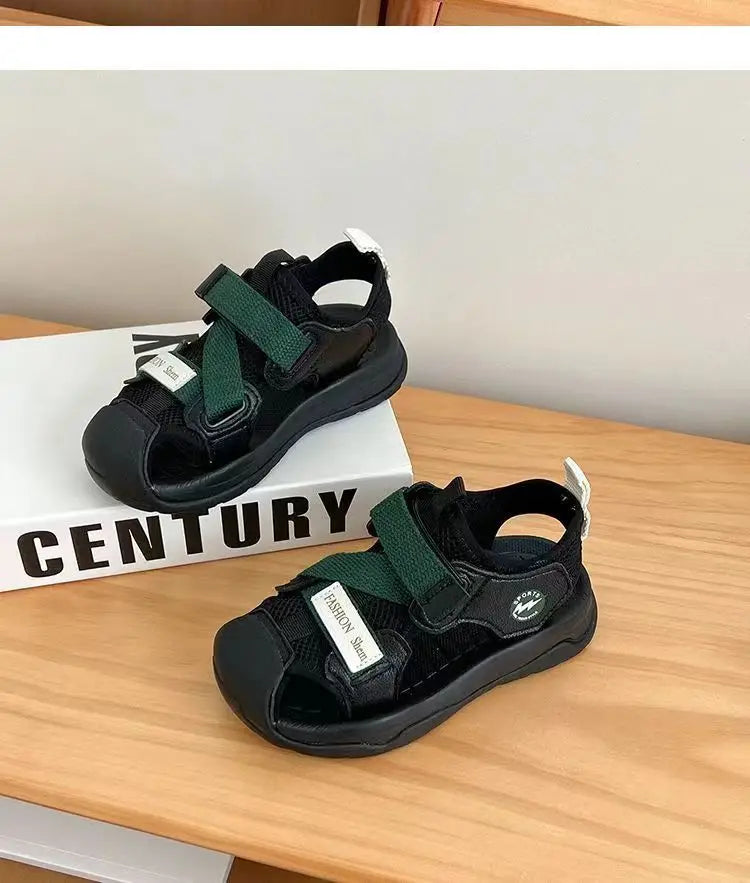 Boys' Sandals Children's Toddler Shoes 1-12 Years Beige Children's Beach Sandals Black Versatile Casual Kids' Sports Sandals