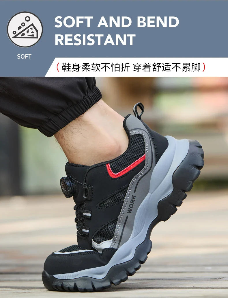 Light Breathable Sneaker Safety Shoes With Steel Toe Cap Anti-Piercing, Shock Absorbing Anti-Smash Design, Work Shoes for Men