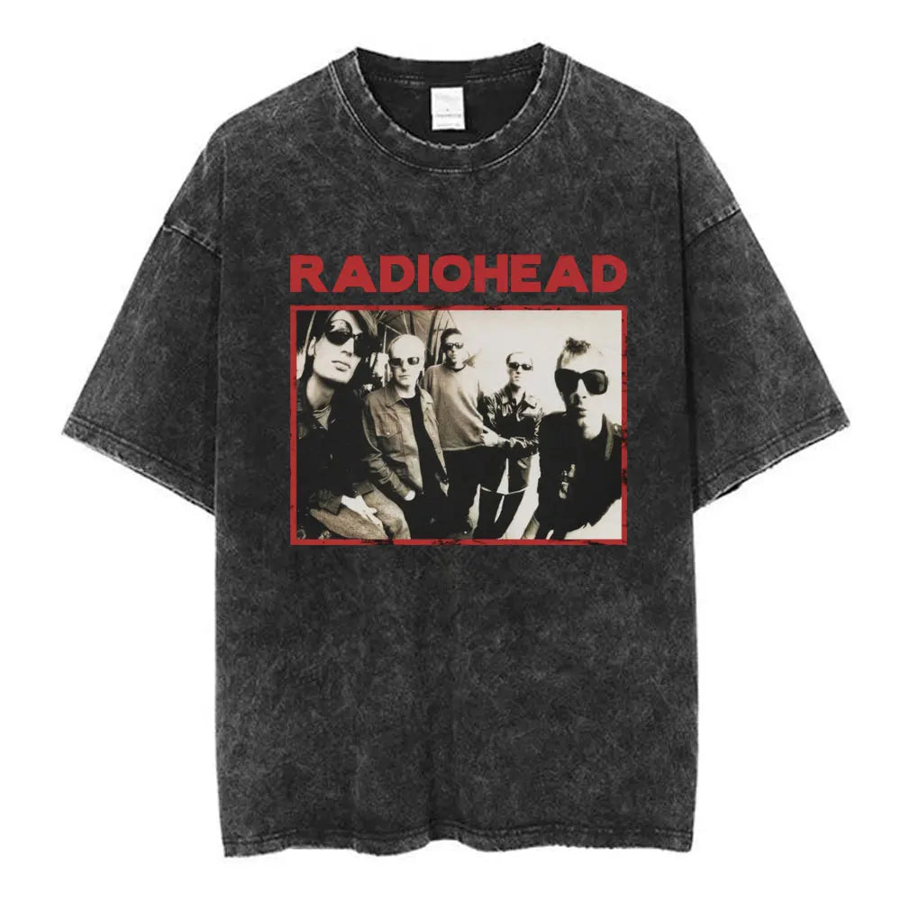 Rock Band Washed Cotton T Shirt Men Women Hip Hop Music Tee Fashion Short Sleeve Tshirt Summer Oversized T-shirts Tops