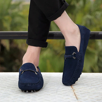 Genuine Leather Men Casual Shoes High Quality Suede Slip on Man Loafers Flats Soft Non Slip Mens Driving Shoes Size 38-46