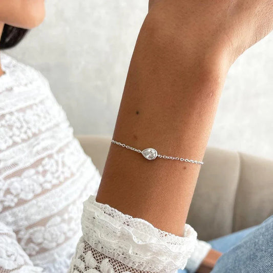 1/2CT Certified D VVS1 Waterdrop Solitaire Moissanite Bracelet S925 Silver Bezel Set Pear Cut Lab Diamond Wrist Chain for Women
