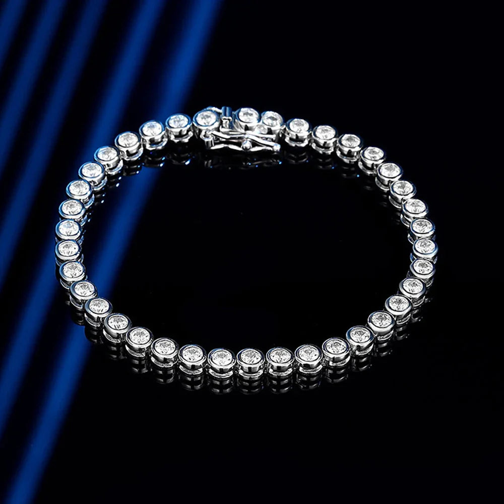D VVS1 Round Moissanite Tennis Bracelet Original s925 Sterling Silver Plated 18k Gold with GRA Bracelets for Women Man