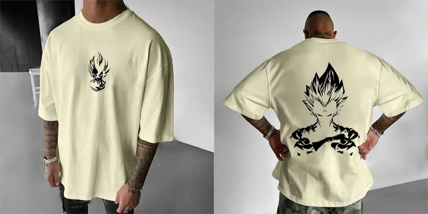 2026 Summer Dragon Ball  Oversized T-shirt High Quality 100% Cotton Majin Vegeta Print Unisex Retro Casual Tee for Adults Kids