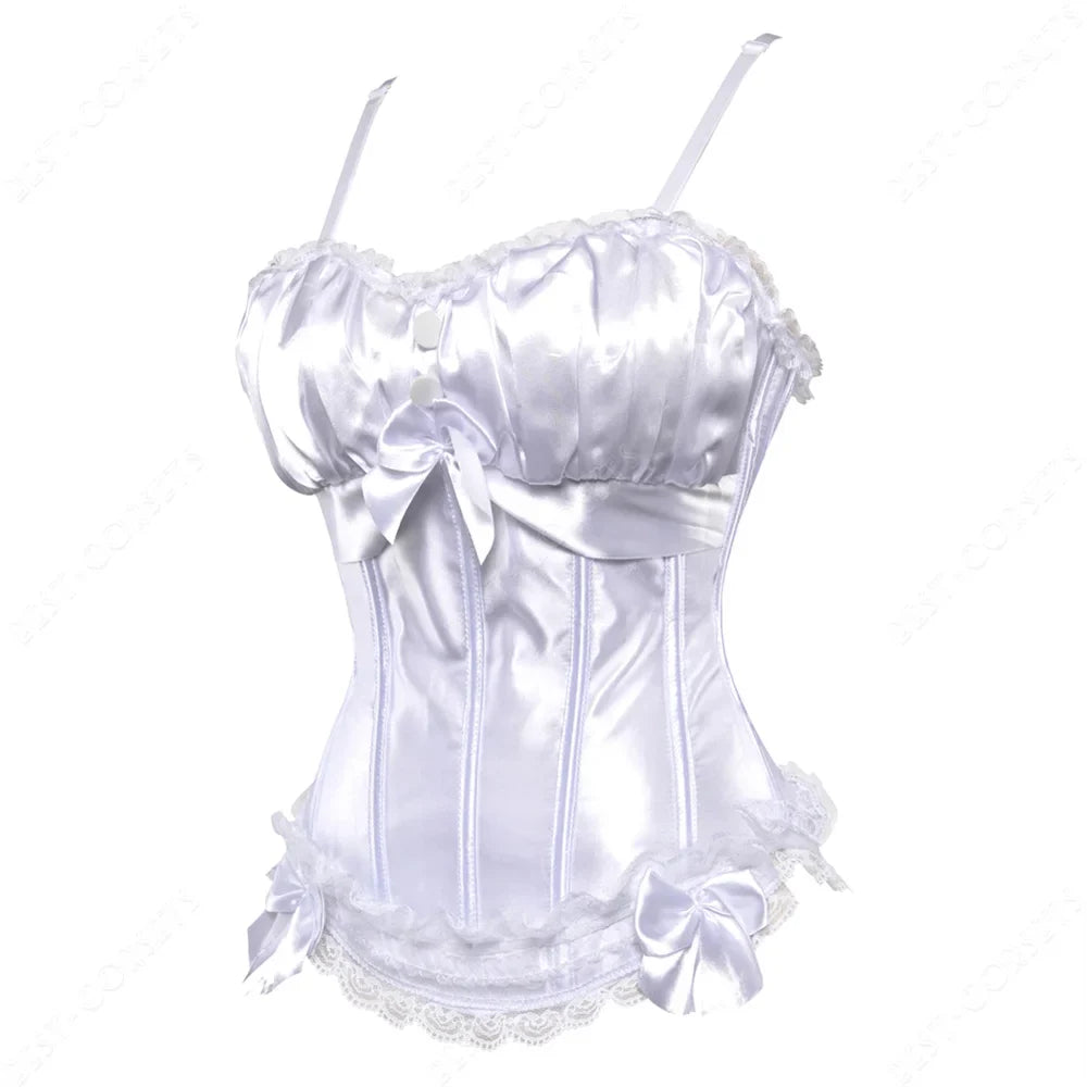 Women Corset Top With Straps Bustier Pink Lace Corset Overbust Tank Tops Thin Straps Sexy Green Corset for Women