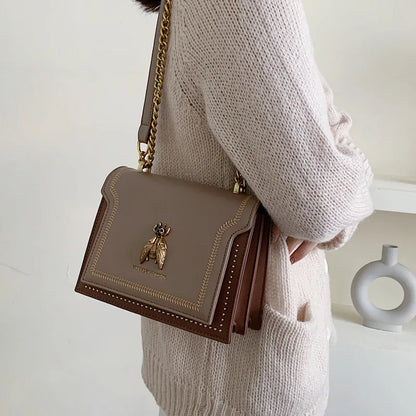 Luxury Brand Women Handbag 2024 New Retro Bee Female Shoulder Bag Simple High Quality Leather Designer Crossbody Bags