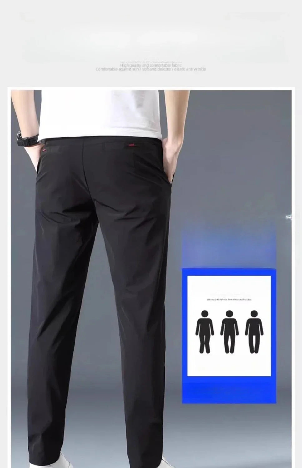 Men Summer Thin Casual Pants Trendy Fashion Classic Solid Color Versatile Straight Trousers Breathable Daily Outdoor Streetwear